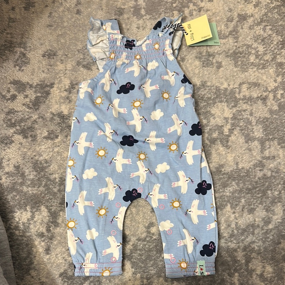Blue Kids Overalls with Cloud Print